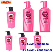 6X Champú Seda Solar + Acondicionador Suave Manejable Rosa Cuidado de la Salud Cabello 525 ml