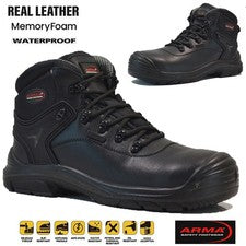 BOTINES DEPORTIVOS DE TRABAJO DE SENDERISMO PUNTERA DE ACERO DE SEGURIDAD IMPERMEABLES DE CUERO PARA HOMBRES