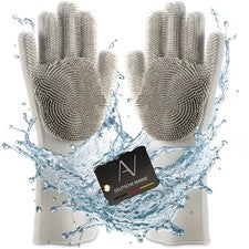Guantes de silicona AVANA con Wash Scrubber guantes de limpieza gris