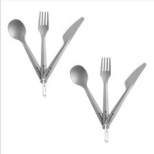Juego de cubiertos de camping Navaris Titanium (juego de 2) - Utensilios de camping ligeros