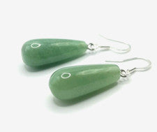 Pendientes de plata de piedras preciosas aventurina - aprox. 1 x 3 cm (NDK - 12 * )