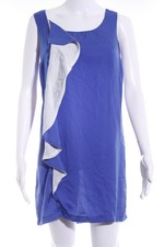 MANGO Minikleid Elegant blau-weiß Gr. 34 Raffungen Sommerkleid Polyester