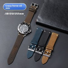 Correas de reloj retro de cuero genuino Crazy Horse para hombre correa de hebilla lisa 18/20/22 mm