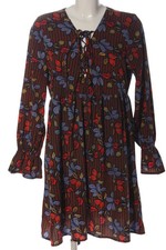Influence Vestido Manga Larga Estampado Completo Vintage Mujer Marrón Azul Rojo T. 38