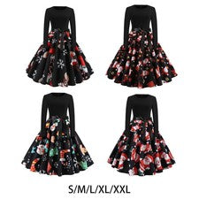 Vestido de Navidad para mujer informal línea A acampanado manga larga para fiesta vacaciones
