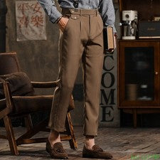 Pantalones rectos informales estilo británico Nápoles para hombre negocios retro pantalones negocios
