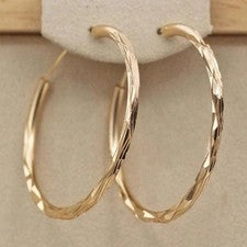 Ohrringe 18K Gold Vergoldet Creolen Damen Schmuck Poliert 18 Karat Hoop Neu