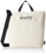 Bolso de Mano Anello GRANDE GI-S0491 CT Algodón Lona Bolso de Mano 2 Vías Marfil