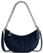 Bolso de Hombro Coach Mira Nuevo con Etiquetas con Acolchado en Terciopelo AZUL y Cuero Plateado Harddwr.
