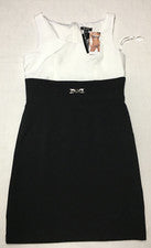 NWD S.L. Vestido de gasa con cuello inverso de tienda de moda blanco y negro 8