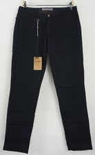 Nuevos pantalones chinos planos de sarga de algodón azul oscuro 28 x 31 Primo Emporio Carrara para hombre