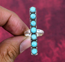 Joyería anillo de plata de ley 925 hecho a mano con piedras preciosas turquesa de la Bella Durmiente
