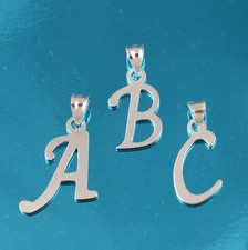 Sólido 925 Plata de ley Carta grande Colgante inicial Collar Joyería A a Z