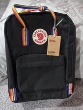 FJALLRAVEN KANKEN Mochila Bolso Hombro Nuevo con Etiquetas Negro Arco Iris Colores Raros