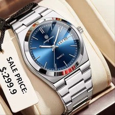 Relojes de pulsera de cuarzo para hombre impermeables fecha luminosa de acero inoxidable 3 ATM