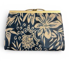 NUEVO Bolso Bandolera Patricia Nash Milina Marco Azul Griego Floral Ovalado Bloqueo de Beso