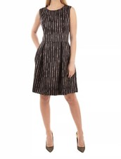 Vestido plisado sin mangas acampanado calce a rayas negro S M 44 $580 SATINE para mujer nuevo con etiquetas
