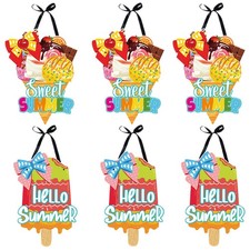 Letreros colgantes temáticos de verano para decoración de puertas 6 piezas para frente