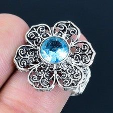 Anillo de joyería de plata esterlina 925 hecho a mano con piedras preciosas d...
