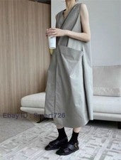 Nuevo vestido japonés informal de diseño suelto sin mangas con bolsillo estilo bolsillo para mujer