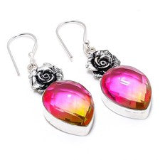 Pendiente de joyería de plata esterlina 925 hecho a mano con piedras preciosa...