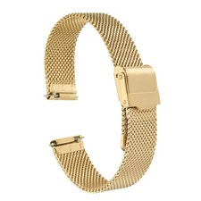 Correa de reloj de malla de acero inoxidable 316L, 14 mm, con cierre rápido, dorado