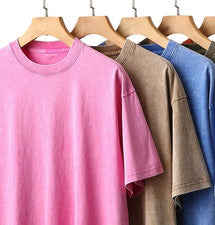 Camiseta de gran tamaño 100 % algodón lavado ácido camiseta estilo hip hop de peso pesado
