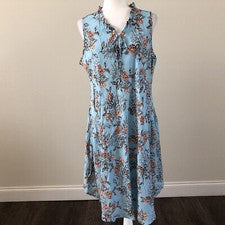 Vestido Ace Fashion para mujer con volantes patrón floral sin mangas arrugado como nuevo talla 1XL