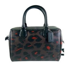Nuevo bolso Coach para mujer estampado de leopardo Mini Bennet Oxblood F39592