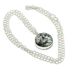 Collar de joyería de plata de ley 925 hecho a mano con piedras preciosas de rutilo negro de 18"