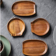Cuchara de madera natural resto para utensilios de cocina - organizador redondo ovalado de pescado