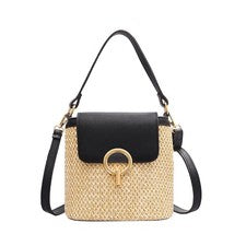 Pequeños bolsos de cubo de paja para mujer bolsos bandolera de verano señora monederos de viaje2331