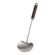 Cuchara de cocina de acero inoxidable con mango de nuez para cocina freír agitar