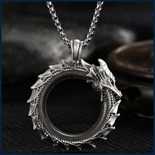 Collar Colgante Serpiente Dragón Retro Cadena Círculo Punk Unisex Joyería