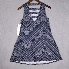 Mini Vestido Nine Britton Para Mujer Pequeño Azul Marino Floral Chevron Privett Stitch Fix Nuevo con Etiquetas