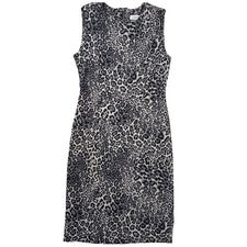 Vestido vaina para mujer Calvin Klein 4 estampado de leopardo sin mangas gris negro