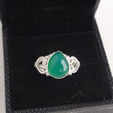 Anillo de plata de ley 925 con piedras preciosas de ónix verde hecho a mano anillo de joyería para regalo