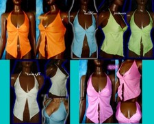 Sexy Miss Mujer Girly Moda Cruzado Look Party Top sin Vientre Rajado XS/S NUEVO