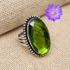 Anillo de joyería hecho a mano de plata de ley 925 con piedras preciosas de peridoto verde regalo para