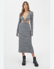 Vestido Suéter AFRM Para Mujer Pequeño Negro Gris Estilo Moderno Manga Larga Nuevo con Etiquetas