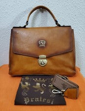 Nuevo bolso de hombro/cartera Pratesi para mujer de cuero marrón con asa superior con correa
