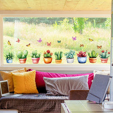 Colorida calcomanía de ventana de flores material de PVC para decoración de vidrio de sala de estar cocina