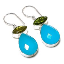 Pendiente de joyería de plata esterlina 925 con piedras preciosas de...