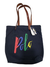 Bolso de Mano Polo Ralph Lauren Logo Cuero Borde Sarga - Avaitor Azul Marino