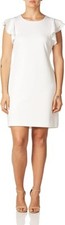 NUEVO Vestido de buceo Tommy Hilfiger para mujer manga acampanada 10 blanco
