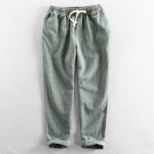 Pantalones cortos sueltos estilo chino primavera para hombre informales de lino color liso