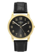 Reloj analógico Limit 38 mm dorado redondo con correa negra para hombre