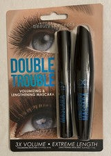 Máscara de pestañas Beauty Concepts Double Trouble 3x voluminizadora/alargamiento extremo negra