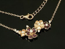 Collar de plata 925 con colgante de flor tamaño 34mm x 14mm con circonia cúbica