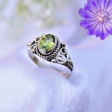 Anillo de plata esterlina 925 con piedras preciosas de peridoto verde hecho a mano anillo de joyería para regalo